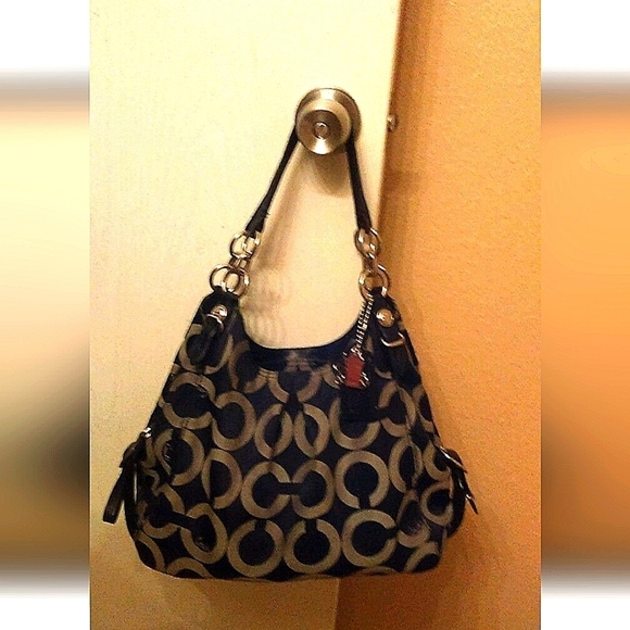 Authentic Coach LARGE SATCHEL Black & Grey Sateen Hand Bag -  RoomY!!! - Picture 3 of 4